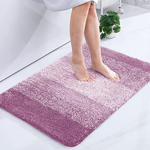 Homaxy Weich Flauschige Badezimmerteppich, Badematte, 60 x 90 cm, Lila | Saugfähig, Rutschfest, Hochflor, Mikrofaser, Dick, Maschinenwaschbar, Für Dusche, Badewanne, Badteppich, Badvorleger