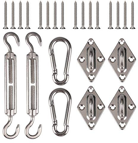 Sonnensegel Befestigung Set, Edelstahl Karabiner Montageset mit Schrauben für Terrasse & Garten & Balkon & Camping