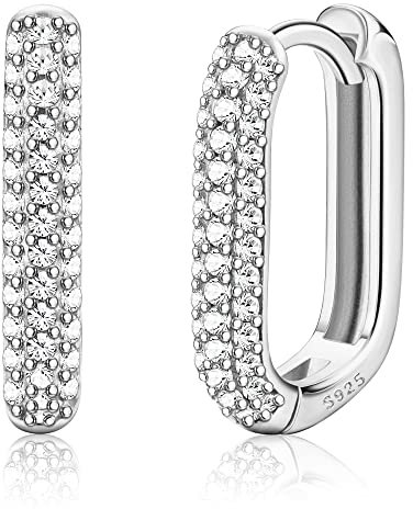 KRFY Creolen Silber 925 für Damen 18 Karat Vergoldet Zirkonia Ohrringe Gold Hypoallergen Huggie Ohrringe Creolen Silber für Mädchen