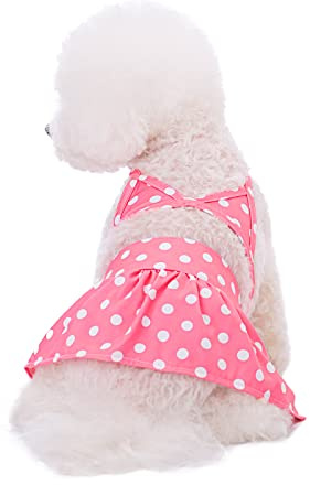 Costume da bagno per cani Costume da bagno per animali domestici con fiori e cagnolini (XS, rosa a pois rosa)