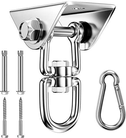 Newaner gancio soffitto in Acciaio Inossidabile 450 kg capacità Portante 360° Rotazione, ganci altalena cuscinetto con Fissaggio a Vite per Sedia Sospesa, Altalena, Yoga, Sacco da Boxe, Amaca