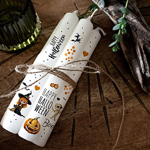 ilka parey wandtattoo-welt Kerzensticker Kerzentattoos Tattoofolie Halloween Hexe Kürbis für Kerzen oder Keramik A4 Bogen DIY Stickerbogen für bis zu 40 Kerzen kst10