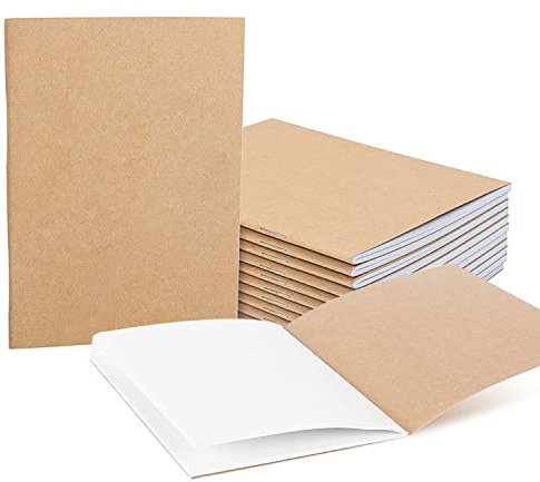 TSKDKIT Kraftpapier leeres Notizbuch, 12 STK A6 Skizzenblock Zeichenblock mit 48 Seiten/24 Blatt, Klein Notizblock kein Liniert Notizbücher für Memos, Malen und Graffiti, Gastgeschenke