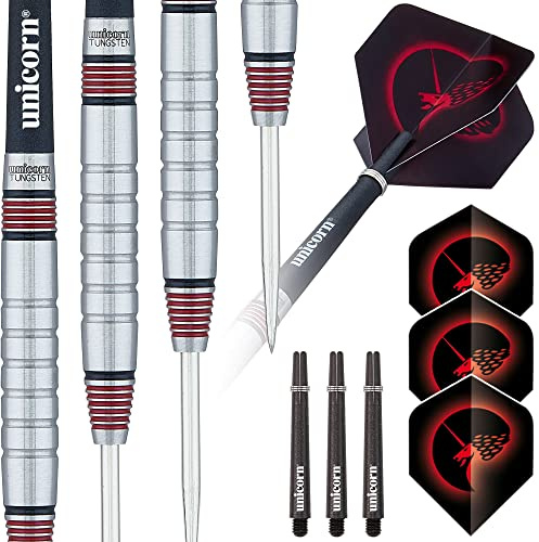 Unicorn Unisex Core Plus|Style 2|Steel Tip Darts, Silber/Schwarz, 24 G EU