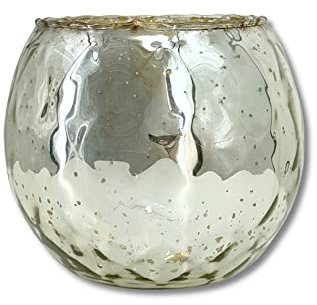 DARO DEKO Teelicht-Glas rund Ø 15 x 13cm antik Silber Dekogläser Windlicht Teelichthalter