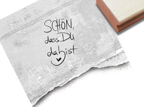 Stempel Schön, dass Du da bist - Textstempel Spruch Liebe Willkommen Karten Geschenkanhänger Hochzeit Gastgeschenk Tischdeko Scrapbook - zAcheR-fineT (klein ca. 18 x 26 mm)