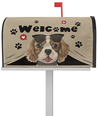 Briefkasten-Abdeckung, Bauernhof-Hund, Sonnenbrille, Fußabdrücke auf Khaki, Briefkastenabdeckungen, magnetisch, Standardgröße, Briefkasten-Aufkleber, 53.3x45.7 cm