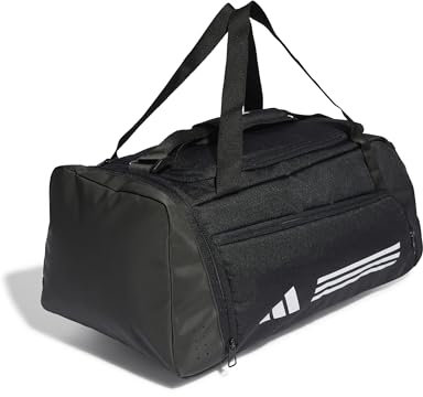 adidas Unisex Essentials 3-Stripes Duffel Bag, BLACK/WHITE, S