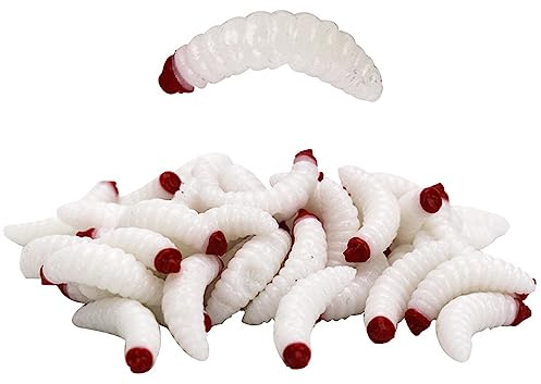 Würmer zum Angeln, weiche Köder, 100 Stück, riechende gefälschte Würmer, Angelköder, weiche Wurm-Angelköder, weiche Kunststoff-Wurmköder, Barsch-Angelköder, Wurm-Angelköder (weiß)