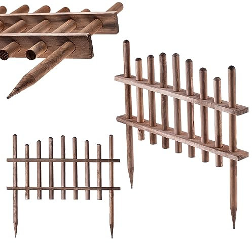 KADAX Gartenzaun, Zaunelement aus natürlichem Kieferholz, imprägnierte Holzbeeteinfassung, witterungsbeständiger Staketenzaun, Beetumrandung für Garten (35x60cm)