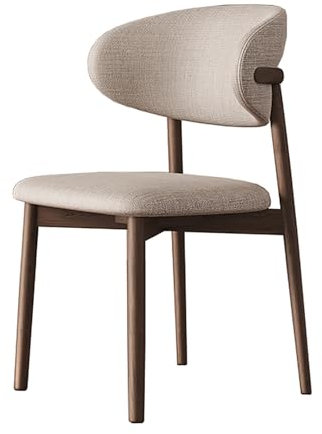 lirrebol Esszimmerstühle aus Leinenstoff, gepolsterte Empfangsstühle, getufteter Akzentstuhl mit Holzbeinen für die Wohnküche, das Wohnzimmer, 1 Stück, gebrochenes Weiß