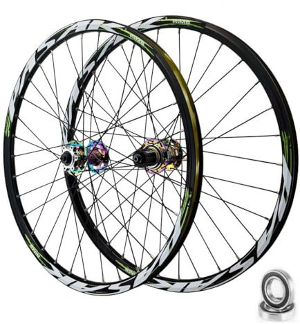 MTB Laufradsatz, 26 Zoll 27,5 Zoll 29 Zoll Schnellspanner Scheibenbremse 32H Mountainbike Räder Hochfeste Aluminiumlegierungsfelge Schwarzes Rad for 7–11 Gang Kassetten Fahrrad Laufradsatz 2150 G ( Fa