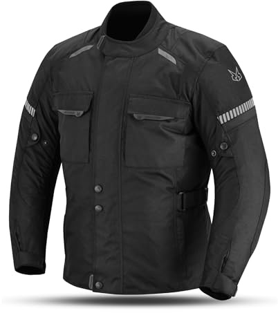 outletMOTARD Motorrad Jacke Herren mit Protektoren Winter und Sommer - Wasserdicht und Atmungsaktiv - Inklusive Schulter-, Rücken- und Ellbogenschutz