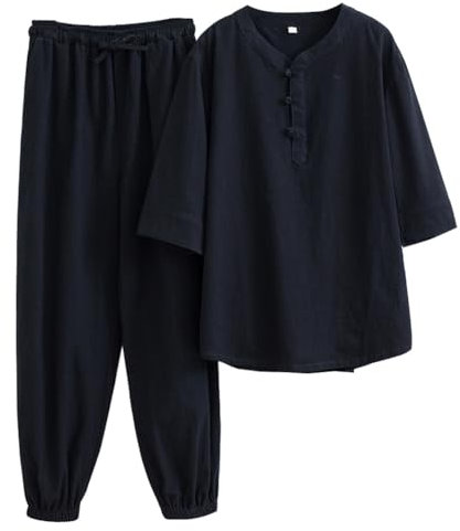 Uniforme de tai chi para mujer, traje de meditación zen tradicional chino, artes marciales, ropa de kung fu, ropa de ejercicios matutinos, 29# Negro, M