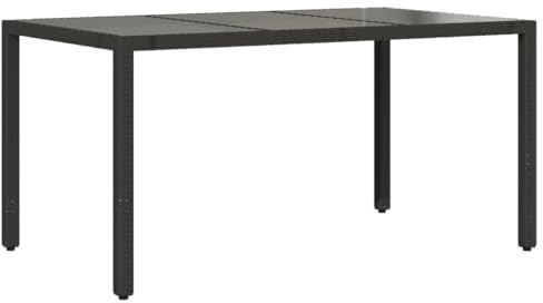 vidaXL Gartentisch mit Glasplatte Schwarz 150x90x75 cm Poly Rattan
