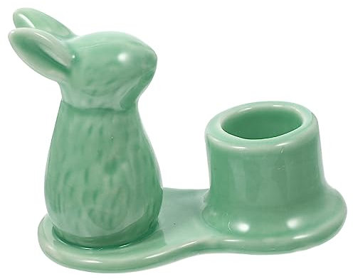 HOOTNEE Keramischer Kaninchen Kerzenhalter Für Ostern Dekorativer Teelichthalter Mit Niedlichem Hasen-Design Für Tischdekoration Und Romantische Abendessen Langlebig Und Stilvoll