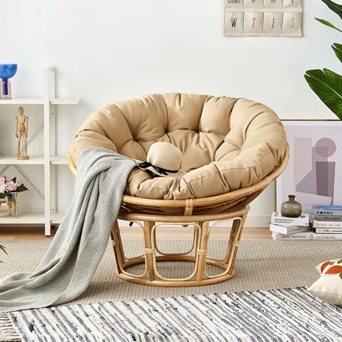 Generisch Papasansessel Kissen Papasan Sitzkissen für Hängesessel Rund Papasan Sessel Hängesessel Kissen für Korbsessel Garten Stuhlauflag für Gartenstuhl Rund Kissen Wohnzimmer,F,110x110cm