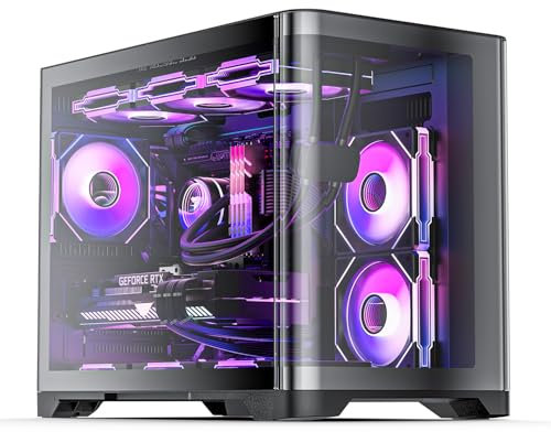 AsiaHorse Pegasus Micro ATX PC Case Dual Chamber 270° Full View Tempered Glass Huge Space MATX Gaming PC Case-360mm Radiator, RTX 40 Compatible, High Airflow Full-Tower MATX Computer Cases-Black