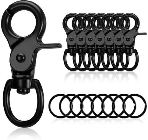 Lvefyti 8 Stück Karabinerhaken mit Drehgelenk,Zinklegierung Karabiner Hundeleine mit Schlüsselanhänger,Wirbel Schnappkarabiner,Multifunktion Karabinerhaken für Hundeleine Schlüssel