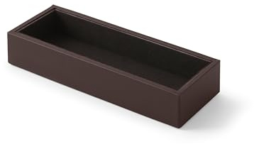 Eglooh - Minerva - Schreibtisch Stiftablage Leder Dunkel Braun - Rechteckiges Design und handgefertigte Ausführungen - cm 20 x 7,5 x H.3,5 - Vollständig in Italien hergestellt