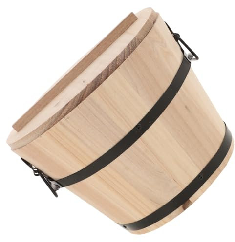 FELTECHELECTR Holzreisbehälter Mit Deckel Und Griff Runder Sushi-eimer Aus Robustem Holz Praktischer Lebensmittel-vorratsbehälter Für Restaurant Und Zuhause Kompakte Holzschüssel
