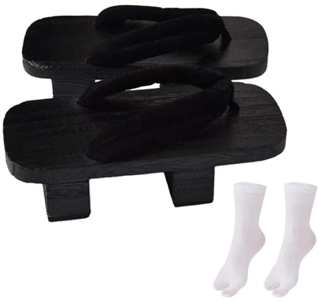 F Fityle Sabots japonais en bois, chaussures japonaises, sandales de douche Geta, tongs traditionnelles décontractées pour hommes et femmes, pantoufles de