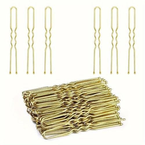 IMAXWAVE Horquillas de pelo en U, Pasadores de pelo en U, Ganchos para el cabello en U, Clips para el cabello en U, Horquillas para el cabello en U, Horquillas en U, Ganchillos en U, 6 Cm, Dorado