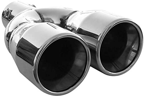 Rumplex Auspuffblende Doppelrohr Doppel Rund Edelstahl Sportauspuff Auspuff Endrohr Ende Endrohrblende Auspuffspitzen Endrohrblenden Schalldämpfer Spitze Universell Auspuffrohr Chrom Rostfrei