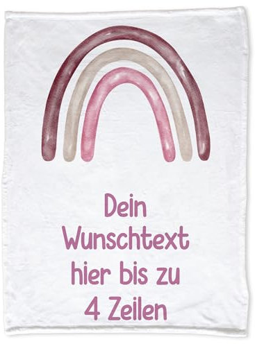 GRAZDesign Babydecke mit Wunschtext Bedruckt in Rosa Regenbogen kuschelig weich Namensdecke Baby Decke 100x75cm - Fleecedecke