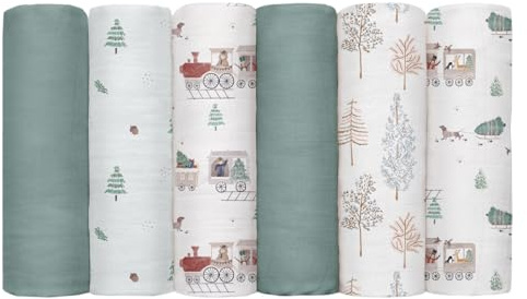 GLLQUEN BABY Panni quadrati in mussola per neonati, confezione da 6, 70 cm x 70 cm, in cotone, panni per il rutto per neonati, assorbenti e traspiranti, ideali per pulire, pulire e coprire i neonati
