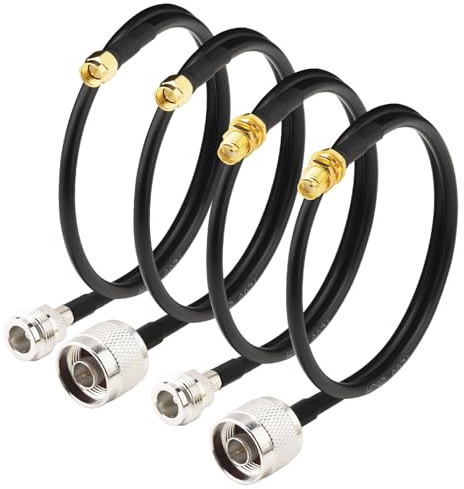 Boobrie Kit Completo 4 Cavi Adattatori RF da SMA a N Cavo Coassiale BMR200 Equivalente 50 Ohm Bassa Perdita Schermatura Duale per Radioamatore (HAM) Stazione Base Antenna WiFi Router CCTV 4K/8K, DMR