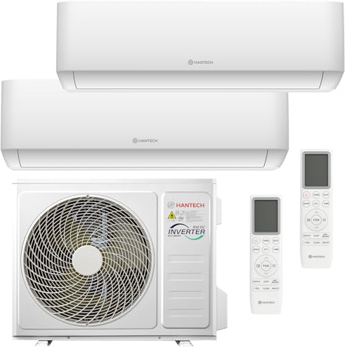 HANTECH Multisplit Klimaanlage 27000 BTU H-PRO mit 2x 12000 BTU Inneneinheit WIFI