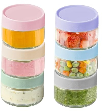DYUEE Reusable Glass Salad Dressing Containers, 6 Pack 2 oz Condiment Cups | Small Condiment Jars with Lids Leakproof Sauce Cups for Oatmeal, Pudding, Yogurt for Picnic and Travel