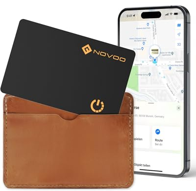 NOVOO Dünne Geldbörsen Tracker Karte IP68 wasserdicht Air Smart Tag Card funktioniert mit Apple Find My (nur iOS), Bluetooth Item Finder Gegenstandsortierer für Gepäckanhänger, Telefon, Reisepässe