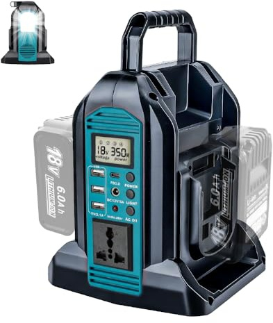 350W 2 ports Pure Sine Wave Power Inverter, DC 18V to 230V-240V AC supply, Compatible with Makita 18V Batteries (Battery Not Included) | Portable Outdoor Power Converter