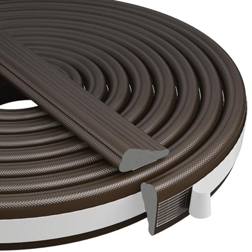 Kneelisa Wedge-Shape Window Weather Stripping Door Frame Seal Strip 196” Brown,Upgrade Black Foam,Soundproofing,Draft Stopper,Winter Insulation,Noise Blocker, Gap Filler for Exterior Front Door Side
