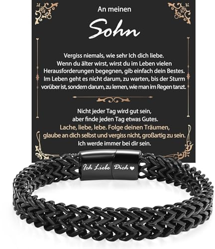 JEWTOP Geschenke für Männer Armband mit Gravur Herren Geschenk für Papa Sohn Bruder Onkel Mann zum Geburtstag Weihnachten Vatertag Valentinstag
