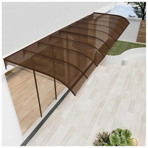 Transparent Window Awning Door Canopy, Invisible Modern Polycarbonate Front Door Canopy, Mute Patio Awning Canopy Window Door Cover for Rain Snow Sunlight Hollow Sheet,Brown,20x87in