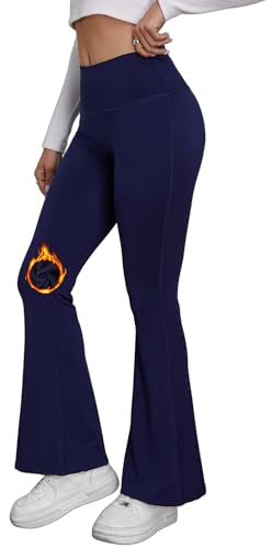 Merlvida Leggins Térmicos Mujer de Cintura Alta Forrados de Felpa Cálidos Pantalones Acampanados Tipo Bootcut para Yoga Fitness Running en Invierno