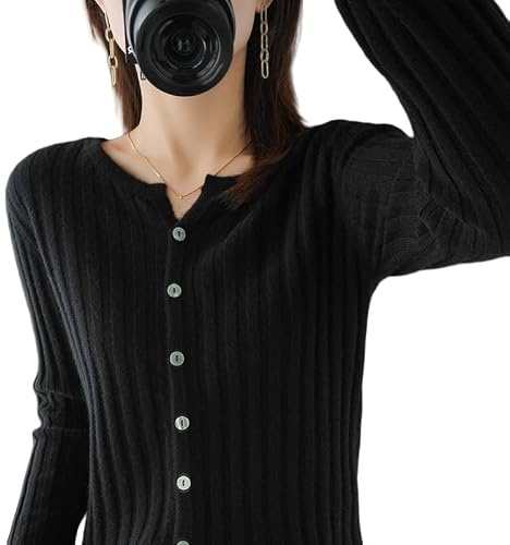Générique Gilet Femme Chic Et Elegant, Cardigan en Cachemire pour Femme, Pull Décontracté À Manches Longues, Boutonné, Côtelé, Vêtement D'Extérieur Léger, Doux, Ouvert sur Le Devant, pour