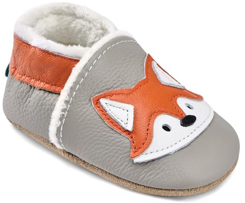 IceUnicorn - Scarpine per gattonare invernali per neonati, in morbido pile, con fodera calda, scarpe per primi passi in pelle liscia e morbida, 12-18 mesi