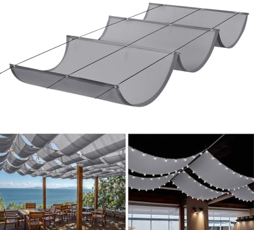 Tenda parasole retrattile, regolabile, impermeabile, protezione solare, resistente ai raggi UV, copertura per pergola per patio e giardino, grigio, 1,2 x 3,5 m