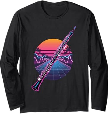 Retro Synthwave Oboe Oboista Maglia a Manica
