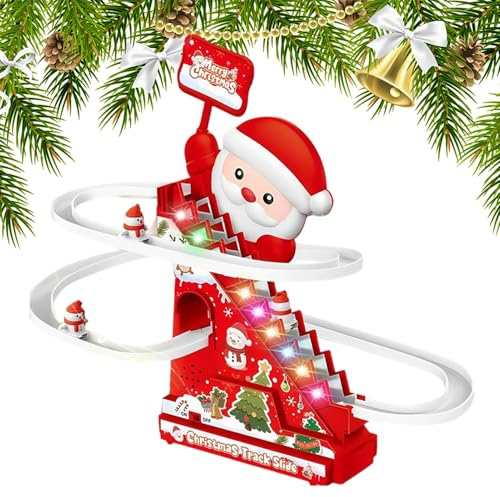 Mihauuke Santa Kletter Spielzeug Kinder | Bahn mit Licht und Musik elektrisch,Aktivität für Kinder Mädchen Kleinkinder Draußen Drinnen