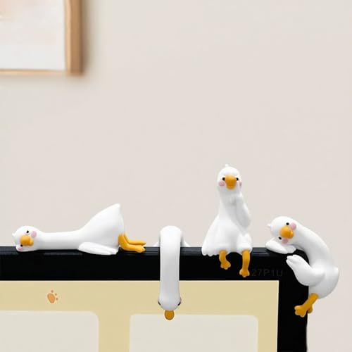 4pcs Mini Resin Goose Figurine, Lazy Ducks Desk Accessories, Funny Computer Decor, 3D Craft Sculpture, Tiny Cute Goose Statues for Office Desk, Car Dashboard, Indoor Festival Decor