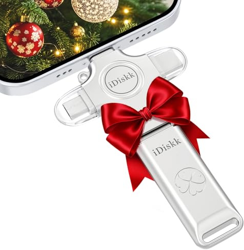iDiskk 4-i-1 USB-minne 256 GB automatisk säkerhetskopiering och överföring av foton och videor för Windows/macOS/iOS/Linux/Android zinklegering