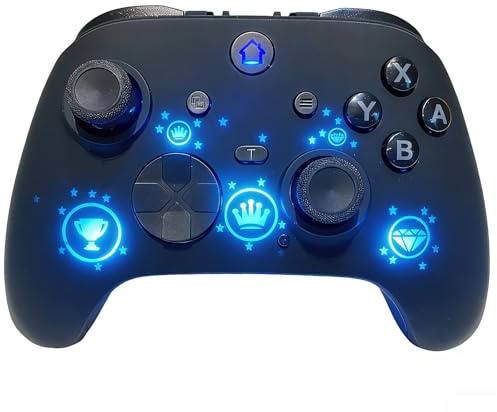 gamtooy RGB LED Switch Controller, Wireless Pro controller for Switch/Lite/OLED with Programmable Buttons, Turbo Function, Wake up, Gyros, Vibration and Screenshot (Black Crown)