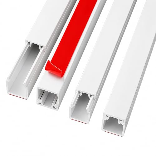 Floordirekt Goulotte autocollante pour câbles - 1 m - 10 pcs. - 15x10 mm - Couverture de câble blanche pour TV, mur et bureau - (Oskar 15x10mm)