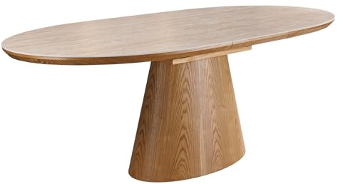 Esstisch UNIQUE 200cm - braun natur - Keramik - Stauraum robust | 10 Sitzplätze, ausziehbar, hochwertig, individuelle Maserung, 120 kg Belastbarkeit, Bodenschoner, Eichenholzgestell