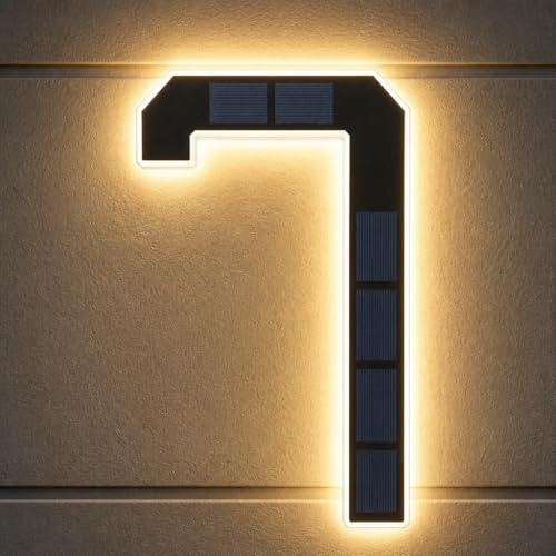 Neisouf Numero civico impermeabile solare illuminato per esterni (7 nero, 23 cm)